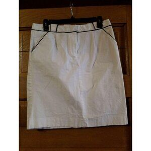 Willi Smith Stretch Skirt Size 10 Modest Womens White Black Trim